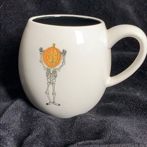 Rae Dunn skeleton pumpkin Halloween mug NWOT